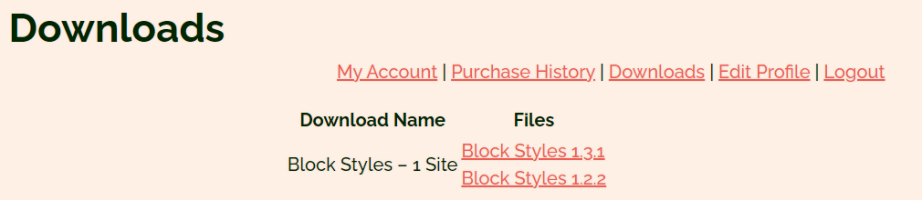 Block Styles for WordPress installation screenshot.