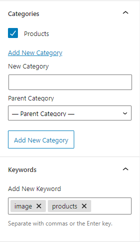 Styles Library WordPress plugin category and keyword input.