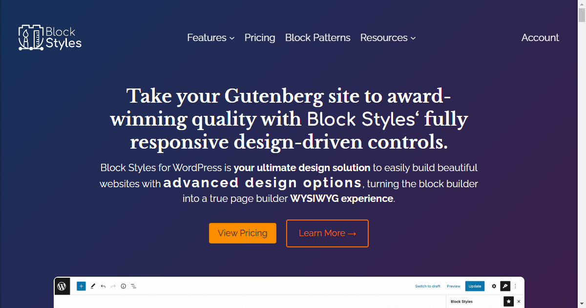 Block Styles site home page.